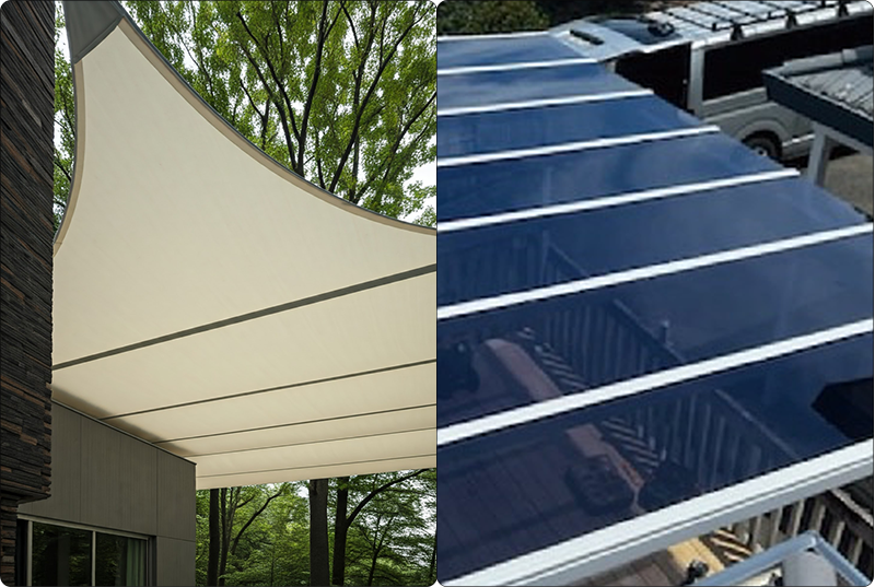 Polycarbonate and Tensile Membrane canopy